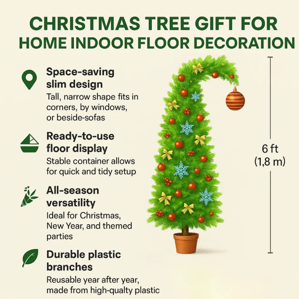 Slim Artificial Christmas Tree Seasonal Floor Home Display Decor