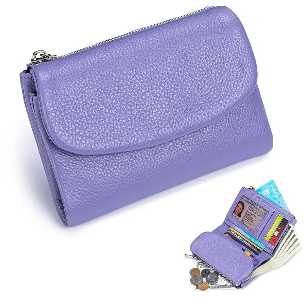 Slim RFID-Blocking Card Holder Wallet with Coin Pocket for Women
