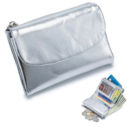 Slim RFID-Blocking Card Holder Wallet with Coin Pocket for Women