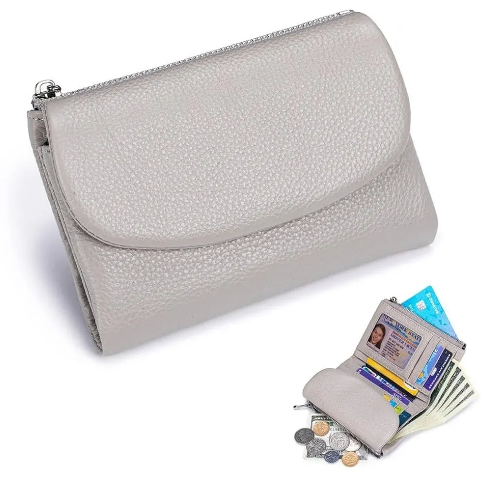Slim RFID-Blocking Card Holder Wallet with Coin Pocket for Women