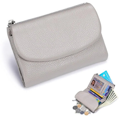 Slim RFID-Blocking Card Holder Wallet with Coin Pocket for Women