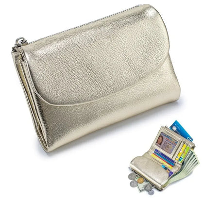Slim RFID-Blocking Card Holder Wallet with Coin Pocket for Women