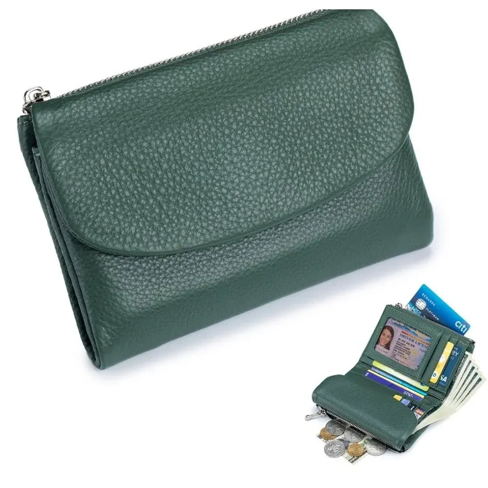 Slim RFID-Blocking Card Holder Wallet with Coin Pocket for Women