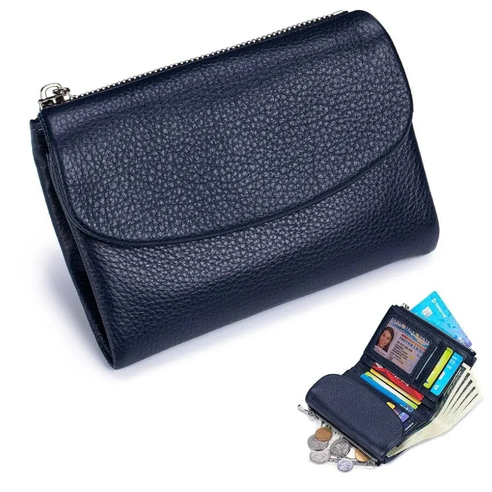 Slim RFID-Blocking Card Holder Wallet with Coin Pocket for Women