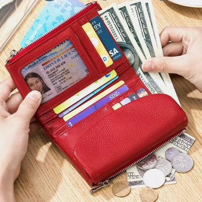 Slim RFID-Blocking Card Holder Wallet with Coin Pocket for Women