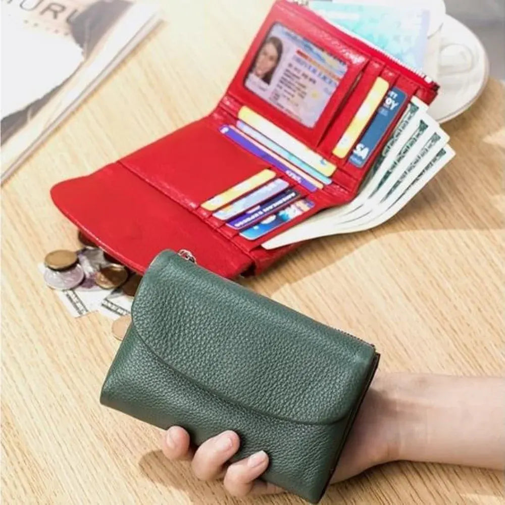 Slim RFID-Blocking Card Holder Wallet with Coin Pocket for Women