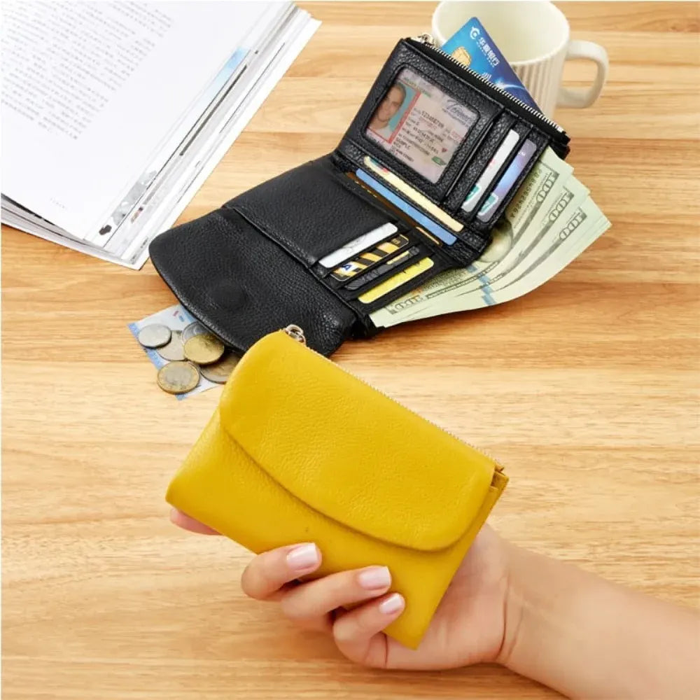 Slim RFID-Blocking Card Holder Wallet with Coin Pocket for Women