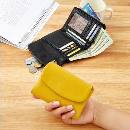 Slim RFID-Blocking Card Holder Wallet with Coin Pocket for Women