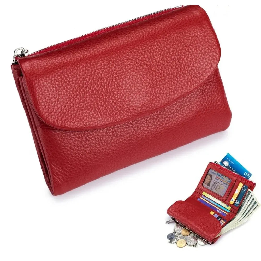 Slim RFID-Blocking Card Holder Wallet with Coin Pocket for Women