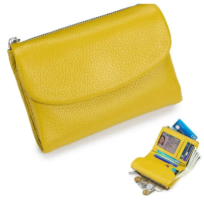 Slim RFID-Blocking Card Holder Wallet with Coin Pocket for Women