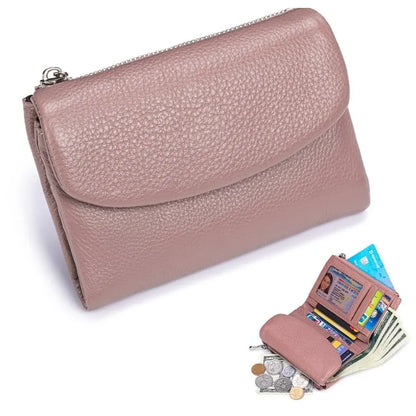 Slim RFID-Blocking Card Holder Wallet with Coin Pocket for Women