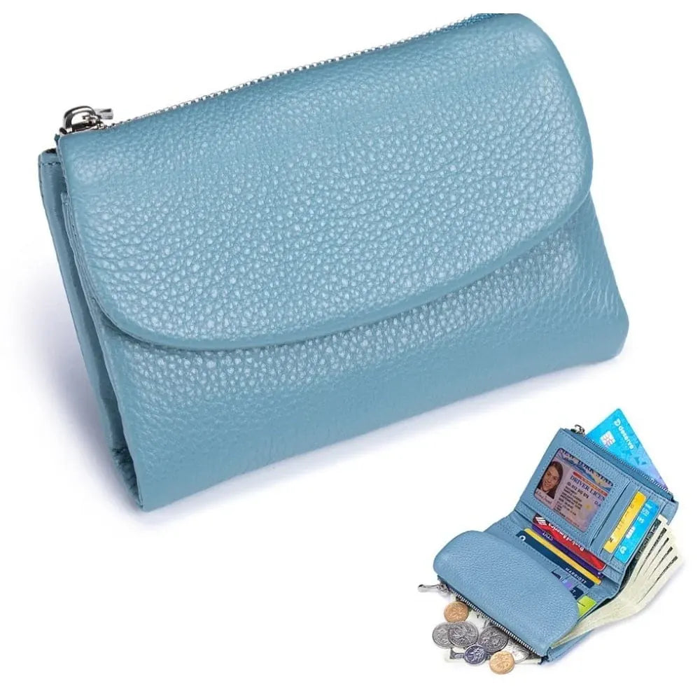 Slim RFID-Blocking Card Holder Wallet with Coin Pocket for Women