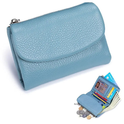 Slim RFID-Blocking Card Holder Wallet with Coin Pocket for Women