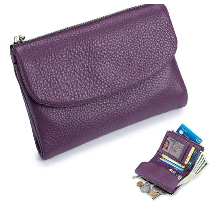 Slim RFID-Blocking Card Holder Wallet with Coin Pocket for Women