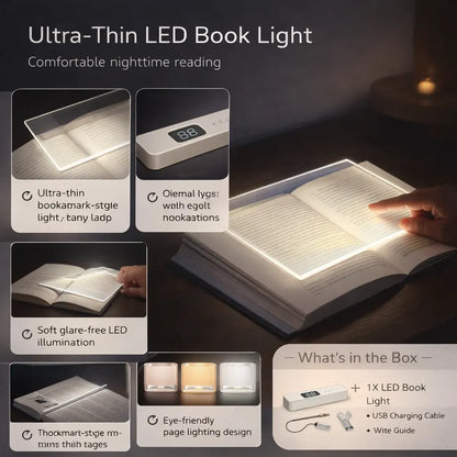 Slim USB Rechargeable LED Reading Light for Books