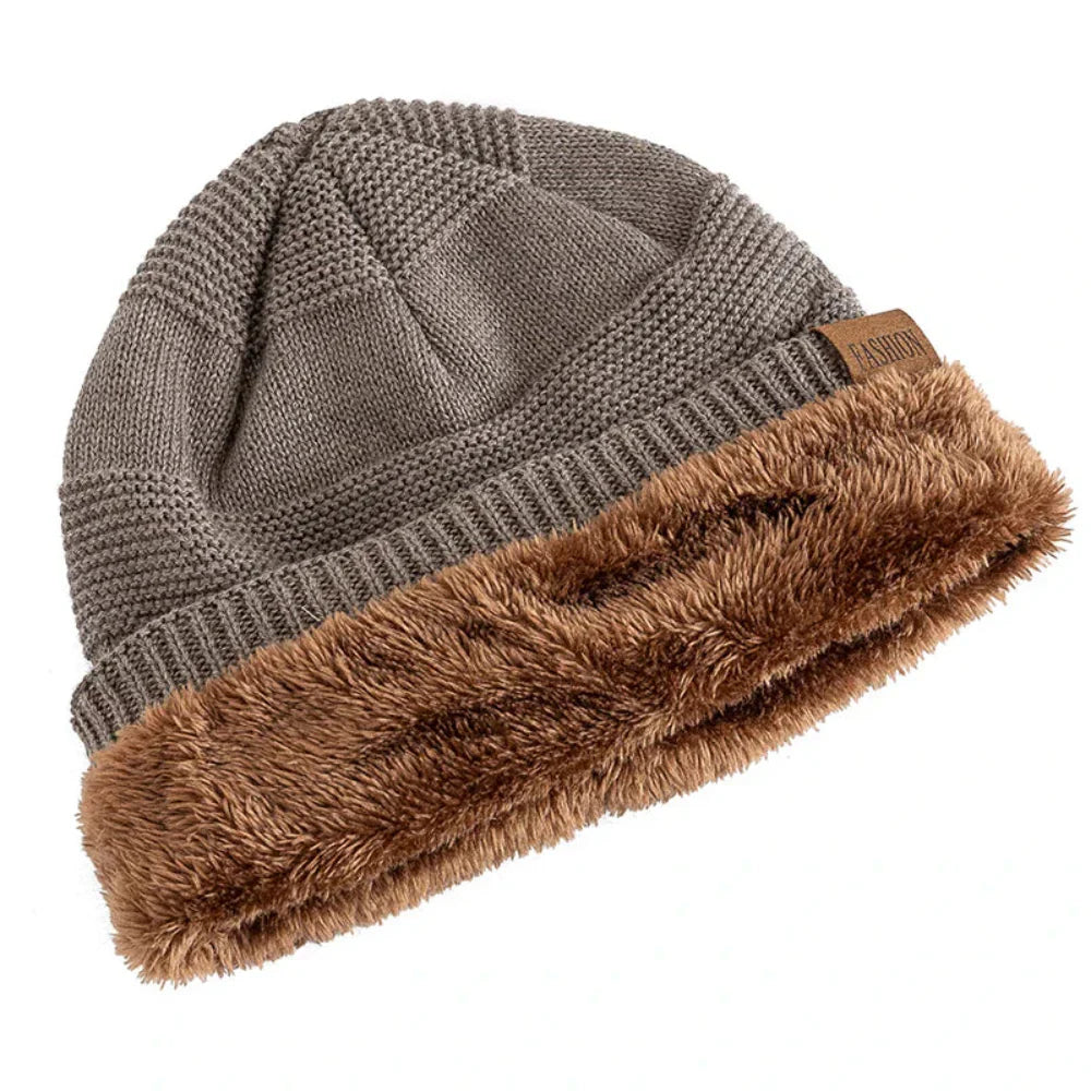 Slouchy Acrylic Knit Beanie with Lined Winter Warmth