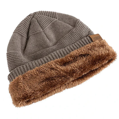 Slouchy Acrylic Knit Beanie with Lined Winter Warmth