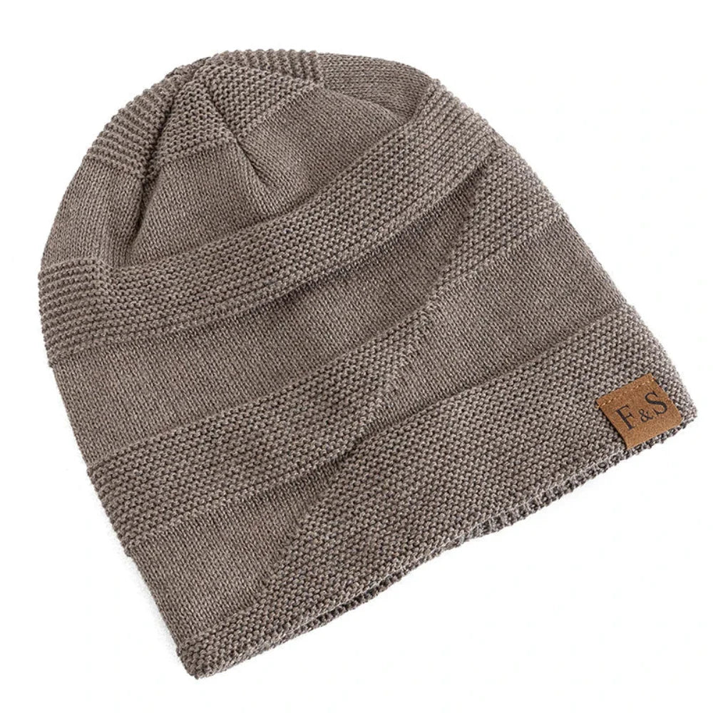 Slouchy Acrylic Knit Beanie with Lined Winter Warmth