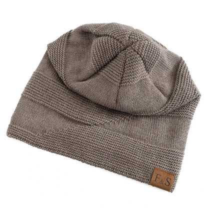 Slouchy Acrylic Knit Beanie with Lined Winter Warmth
