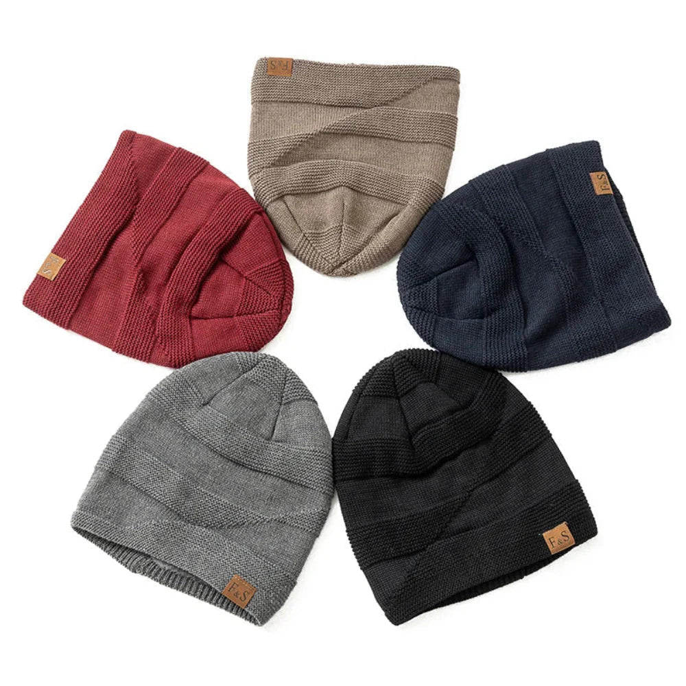 Slouchy Acrylic Knit Beanie with Lined Winter Warmth