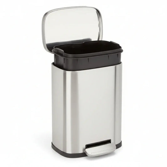 Small Stainless Steel Bathroom Trash Bin with Soft Close Pedal Lid