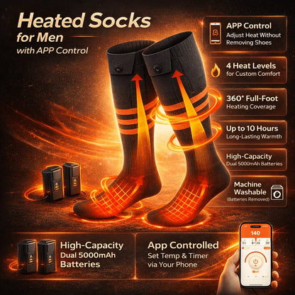 Smart App-Controlled Heated Socks with Adjustable Temperature for Outdoor Use