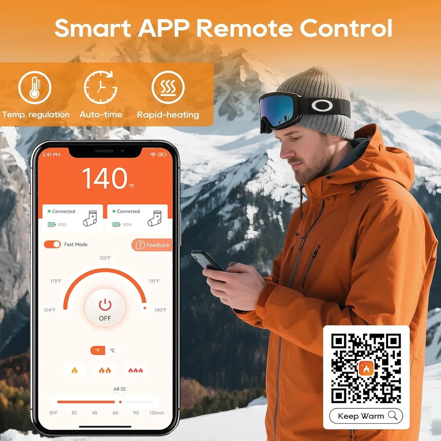 Smart App-Controlled Heated Socks with Adjustable Temperature for Outdoor Use