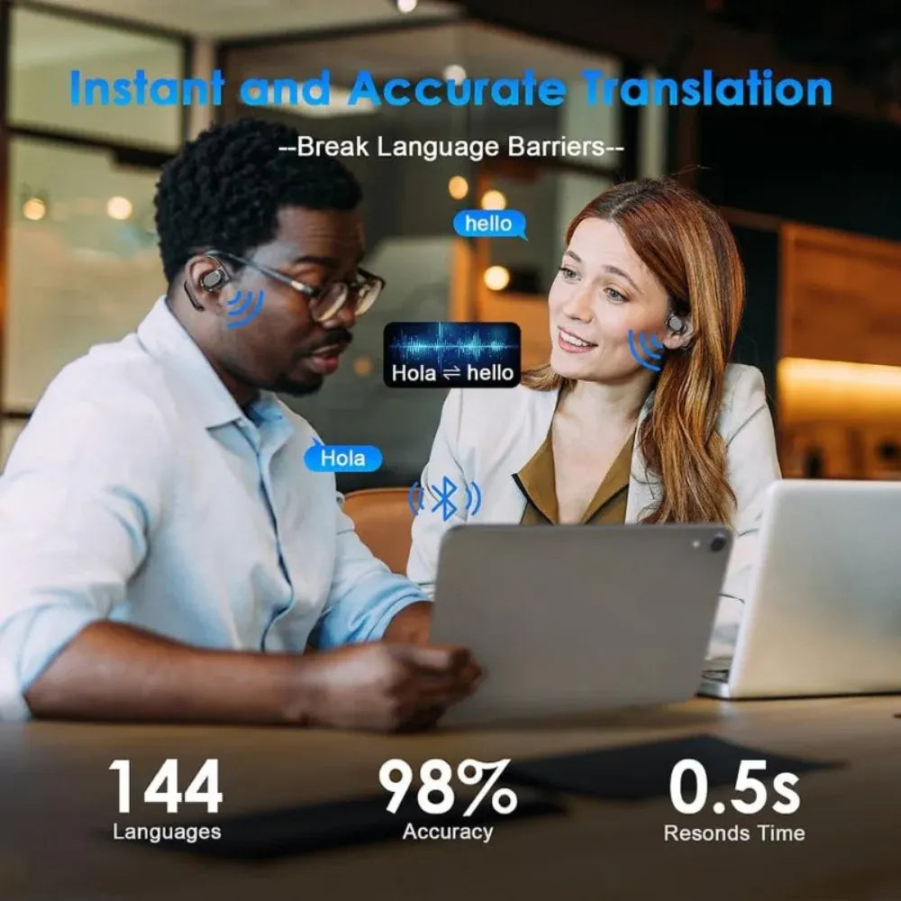 Smart Translator Wireless Earbuds with USB-C Charging
