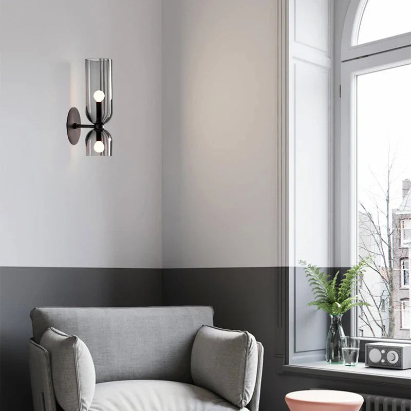 Smoked Glass Tube Wall Sconce | Nordic Design Lighting