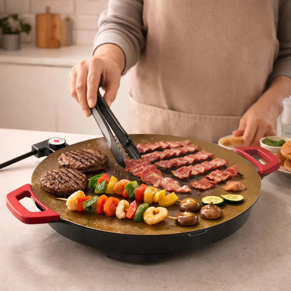 Smokeless Cast Iron Indoor Griddle for Grilling