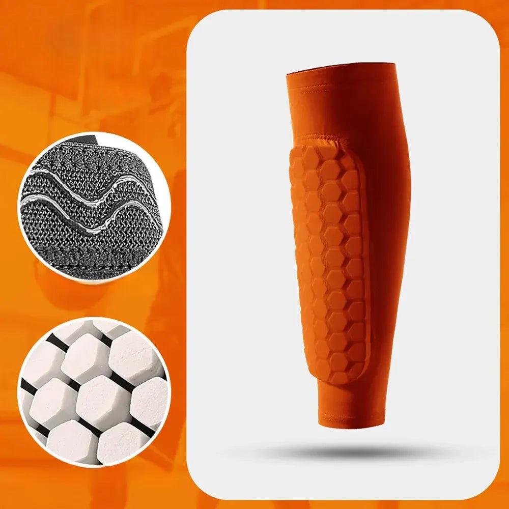 Soccer Shin Guard Compression Sleeves with Honeycomb Padding for World Cup Play