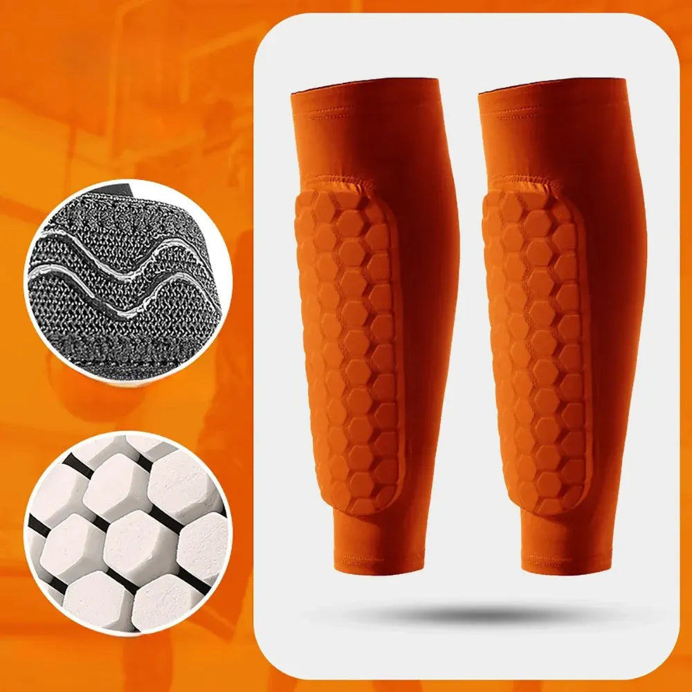 Soccer Shin Guard Compression Sleeves with Honeycomb Padding for World Cup Play