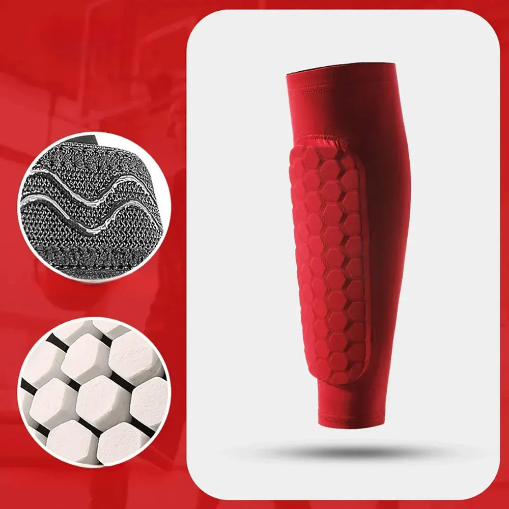 Soccer Shin Guard Compression Sleeves with Honeycomb Padding for World Cup Play
