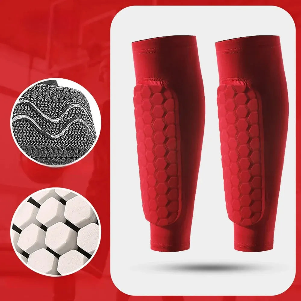 Soccer Shin Guard Compression Sleeves with Honeycomb Padding for World Cup Play
