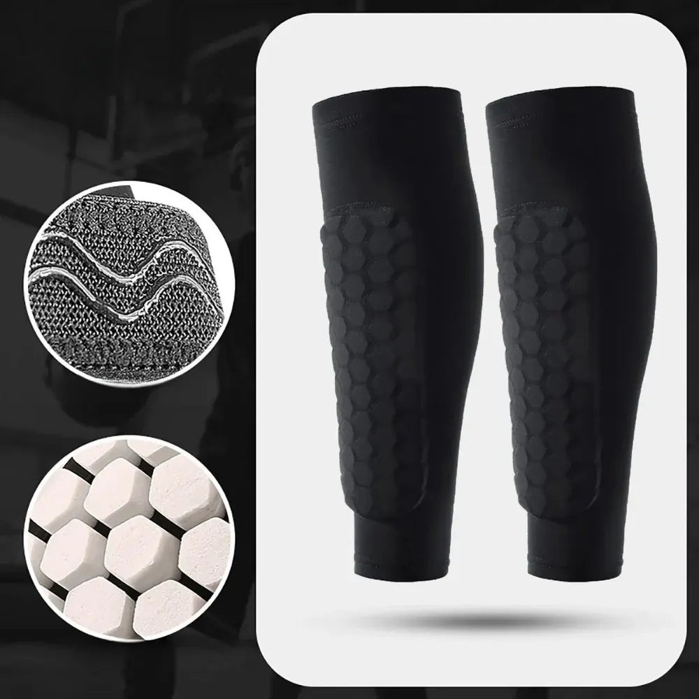 Soccer Shin Guard Compression Sleeves with Honeycomb Padding for World Cup Play