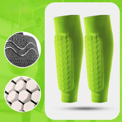 Soccer Shin Guard Compression Sleeves with Honeycomb Padding for World Cup Play