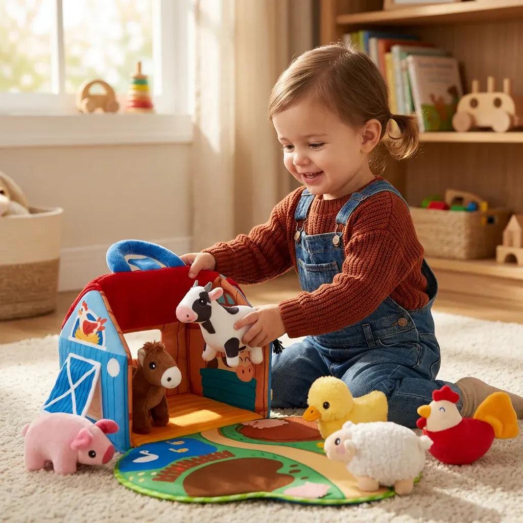 Soft Farm Animal Plush Playset – Interactive Educational Toy for Kids