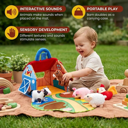 Soft Farm Animal Plush Playset – Interactive Educational Toy for Kids