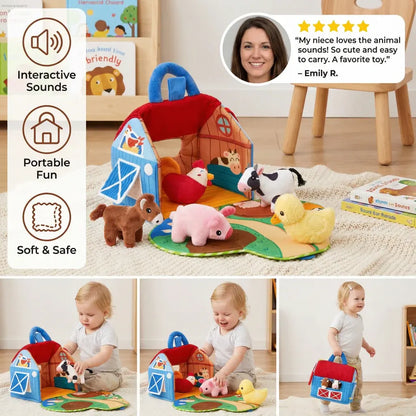 Soft Farm Animal Plush Playset – Interactive Educational Toy for Kids