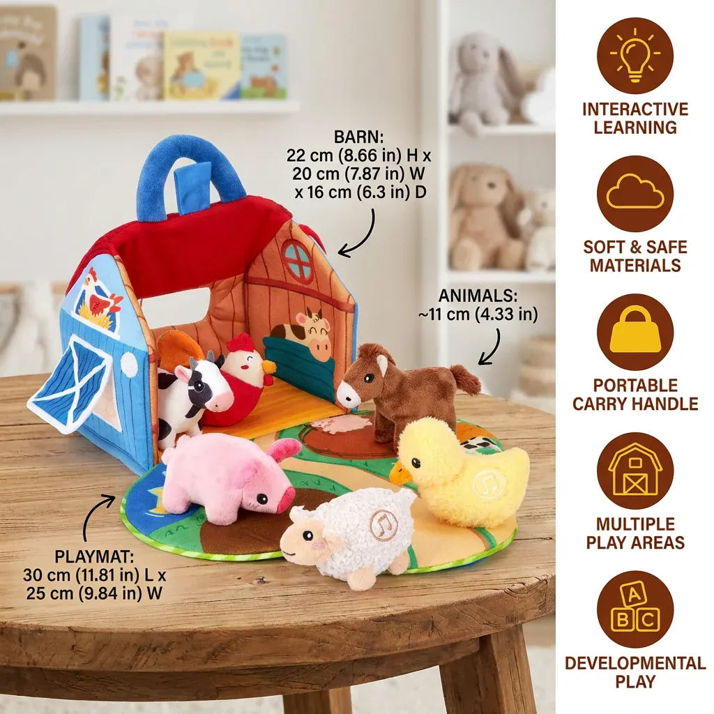 Soft Farm Animal Plush Playset – Interactive Educational Toy for Kids