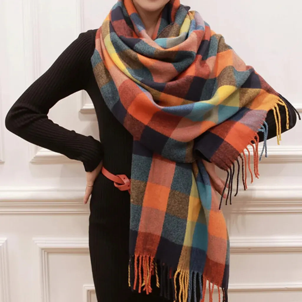 Soft Plaid Winter Scarf Cozy Wrap for Cold Weather