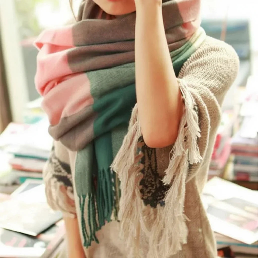 Soft Plaid Winter Scarf Cozy Wrap for Cold Weather