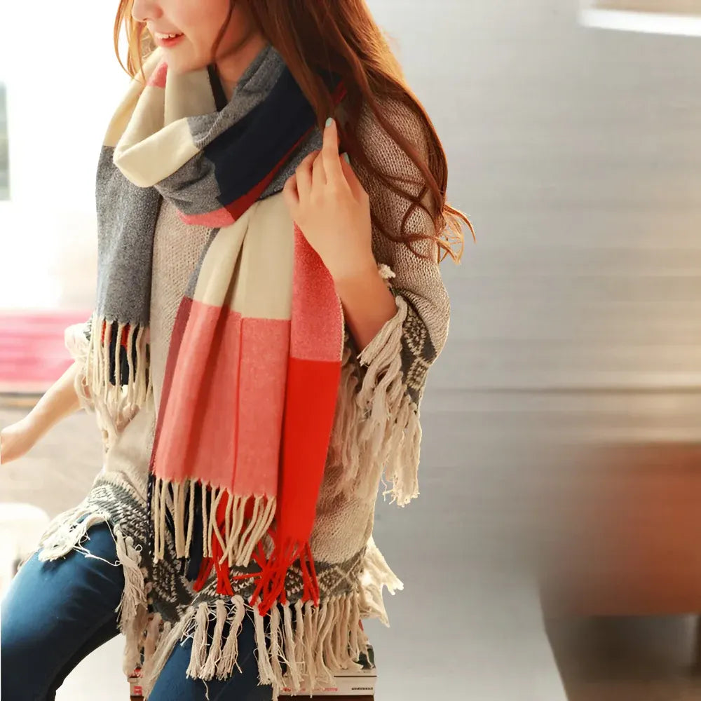 Soft Plaid Winter Scarf Cozy Wrap for Cold Weather