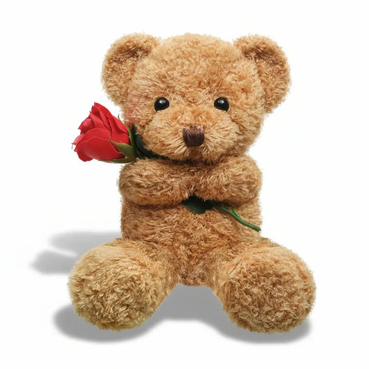 Soft Plush Bear Holding Rose Stuffed Valentine Gift Toy
