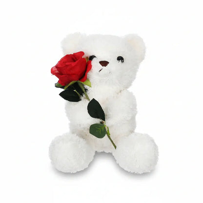 Soft Plush Bear Holding Rose Stuffed Valentine Gift Toy