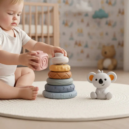 Soft Sensory Teether Stacking Blocks for Baby Educational Development