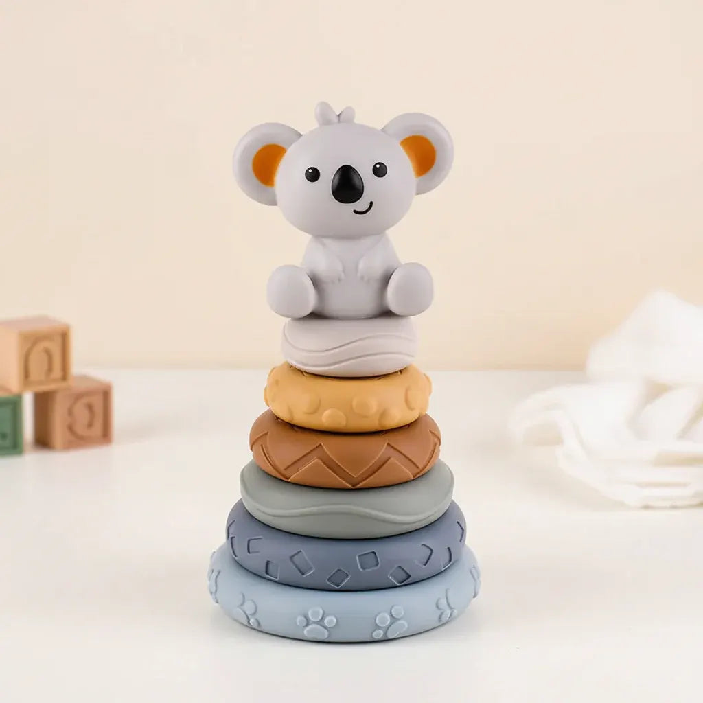 Soft Sensory Teether Stacking Blocks for Baby Educational Development
