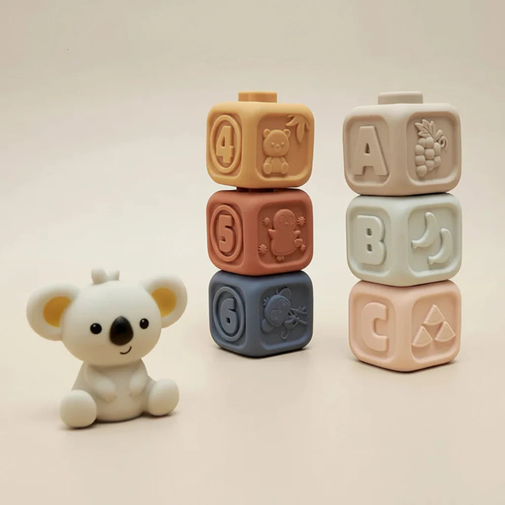Soft Sensory Teether Stacking Blocks for Baby Educational Development