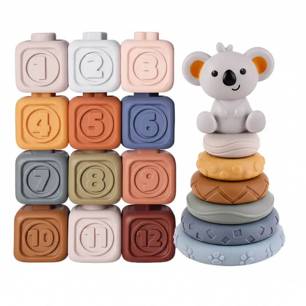 Soft Sensory Teether Stacking Blocks for Baby Educational Development