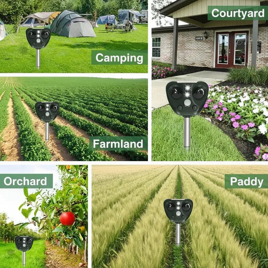 Solar-Powered Ultrasonic Garden Bird & Pest Deterrent for Outdoor Yards
